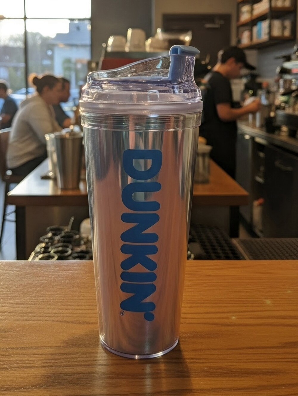 Dunkin Donuts Iridescent 24 oz Double Wall Acrylic Tumbler 2023 Blue Lettering